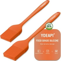 Ydeapi Silicone Basting Pastry Brush, Heat Resistant Pastry Brush Set of 2,One-Pieces Design and Strong Steel Core, Great for BBQ Grill Baking Kitchen Cooking, and Dishwasher safe (orange)