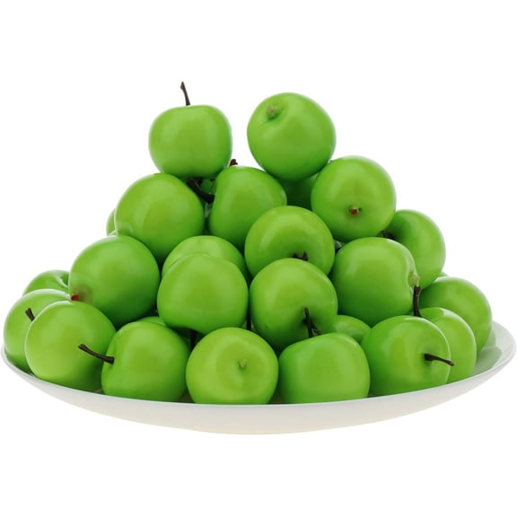 30pcs Mini Artificial Green Apple Decoration Fake Fruit Home Party Kitchen Food Toy Display - 3.5 cm