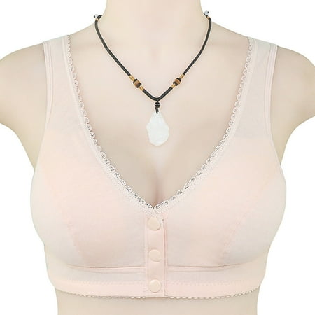 knqrhpse Push Up Bra Bras for Women No Underwire Daisy Bras For Older 2024 Comfortable Convenient Front Closure Button Cotton Bras For Seniors No Underwire Bras Wireless Bras Minimizer Bra Beige 3XL