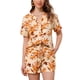thumbnail image 1 of Conjuntos de Mujeres de Hawái de 2 Piezas, Camisa de Botones Floral y Pantalones Cortos, Ropa Casual de Vacaciones Tropicales en la Playa 2026 S Beige Naranja, 1 of 5