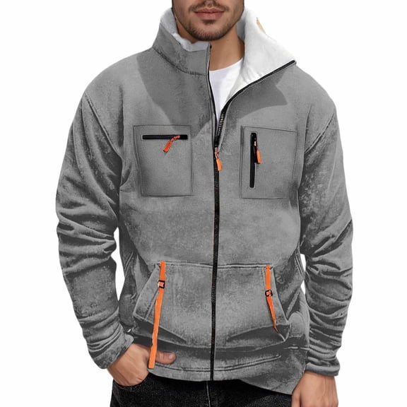 Men Hoodies Casual Hoodies for Men with No Hood Full Zip Sweatshirt Color: Light Gray Size: L