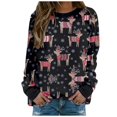 thumbnail image 2 of Mode Noël Femmes Imprimé Manches Longues Confortable Respirant Col Rond Chemise Hauts, 2 of 6