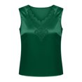 thumbnail image 5 of DYTTDG Women's Satin V-Neck Tank Top, Sleeveless Lace Trim Camisole with Embroidery Detail, Solid Color Summer Blouse for Daily Wear, 5 of 7