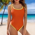 thumbnail image 2 of FhsagQ Ensembles de Maillots de Bain pour Femmes Robe Maillots de Bain Col en U Maillot de Bain une Pièce Taille Haute Maillot de Bain Femmes Ensembles de Maillots de Bain Femmes Poitrine Exposée Ensembles de Maillots de Bain Blanc Orange TTG, 2 of 5