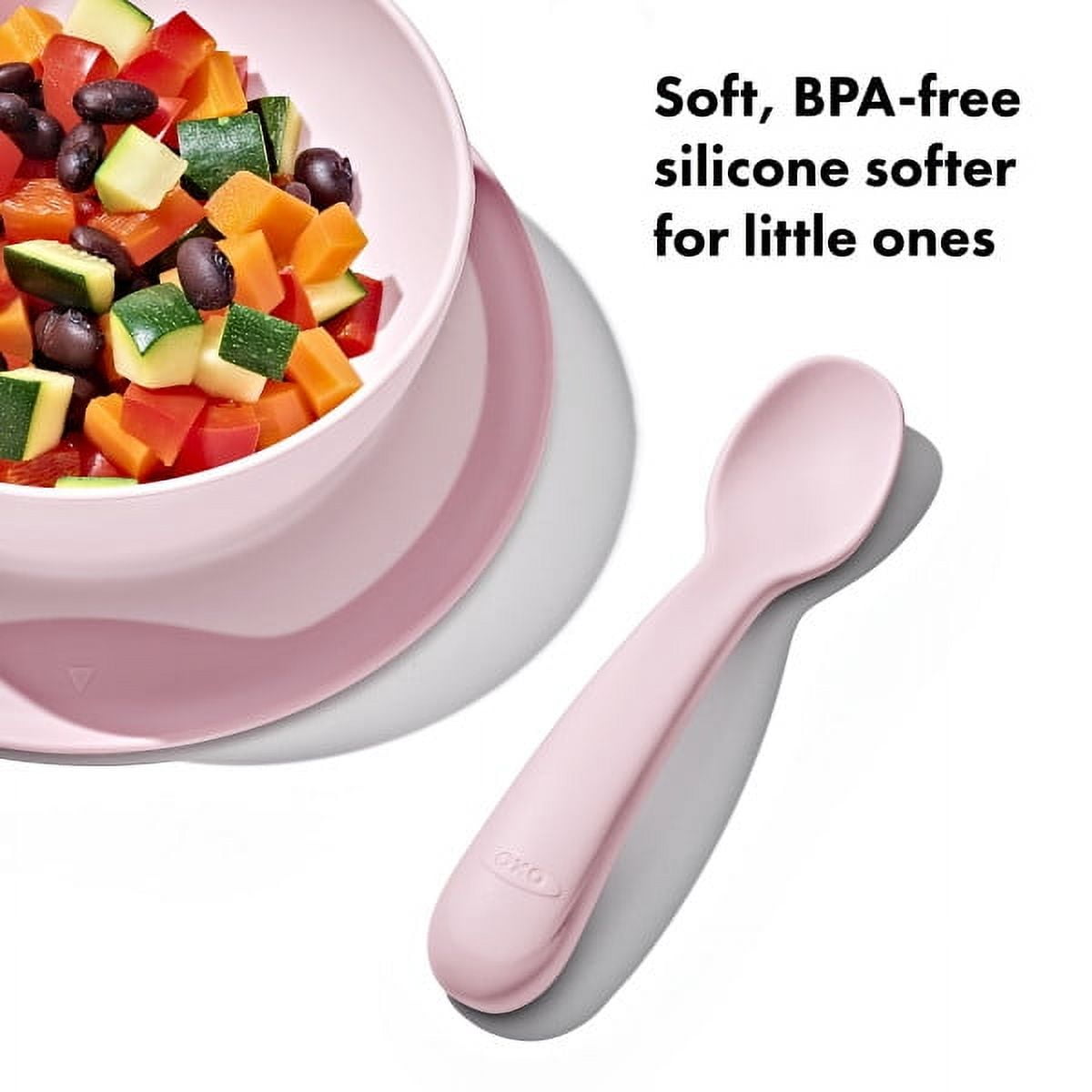 OXO Tot Baby Silicone Spoon Set, 2-Pack (Opal & Blossom), for Ages 6+ Months