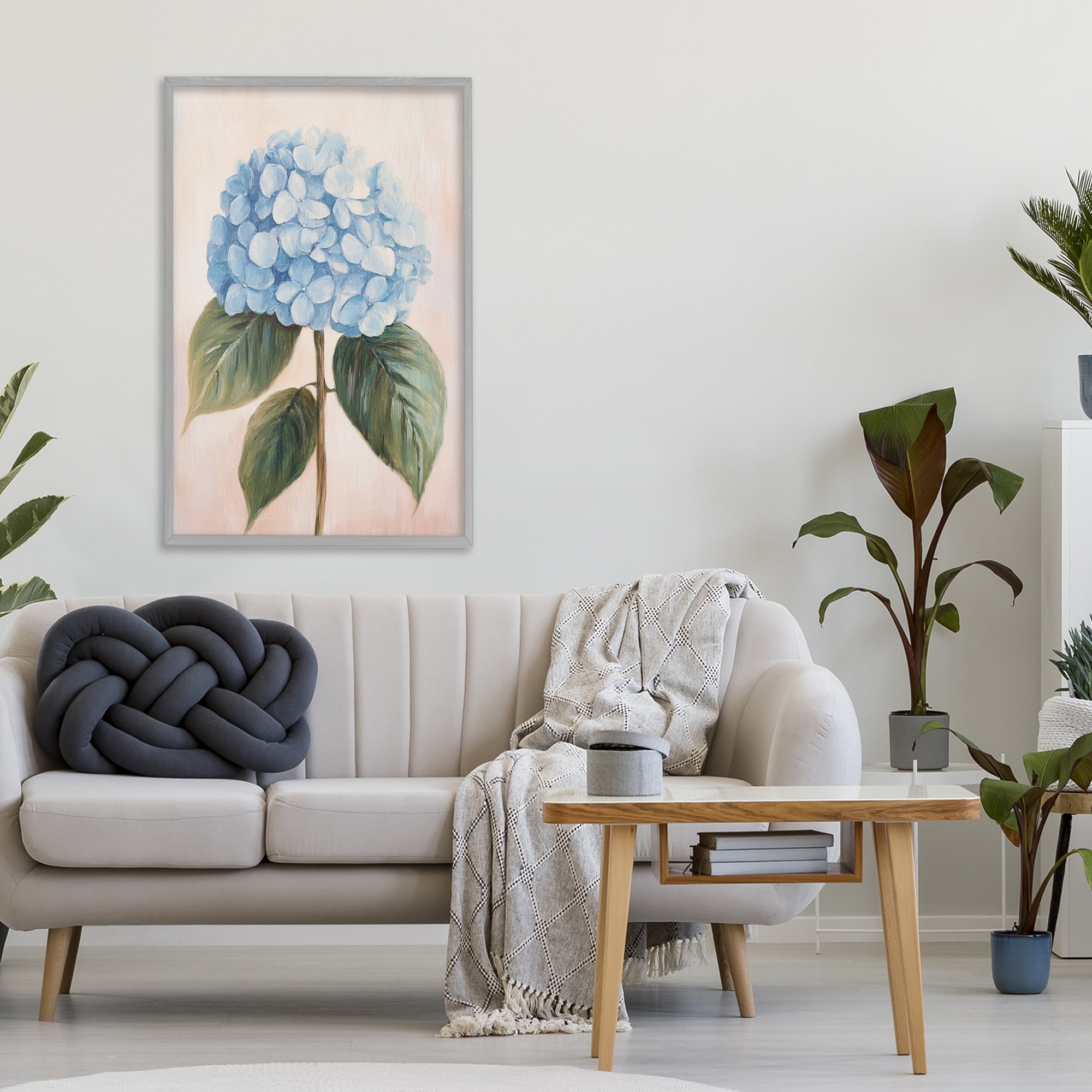 Stupell Industries Baby Blue Hydrangea Gray Framed Giclee Art, design by Petal Prints Design