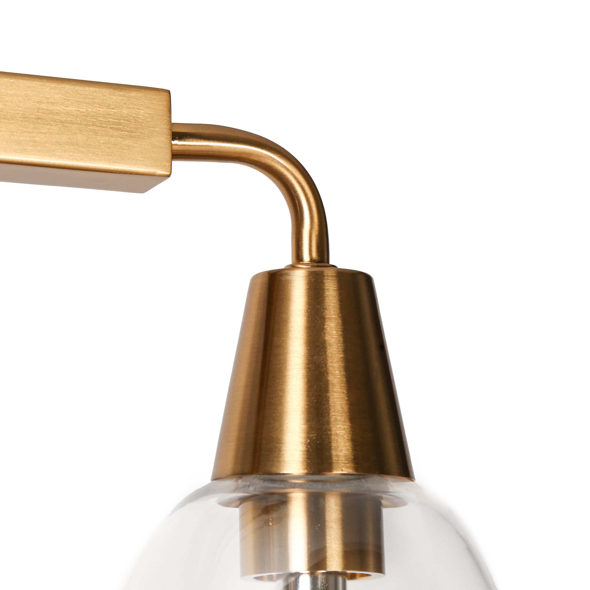 LNC 3-Light Polished Gold Modern Clear Glass Linear LED Large Hanging Pendant Light