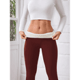 thumbnail image 4 of Leggings Épais Taille Haute pour Femmes - Contrôle du Ventre Invisible Pantalon de Yoga Cyclisme Rouge Vin m, 4 of 8