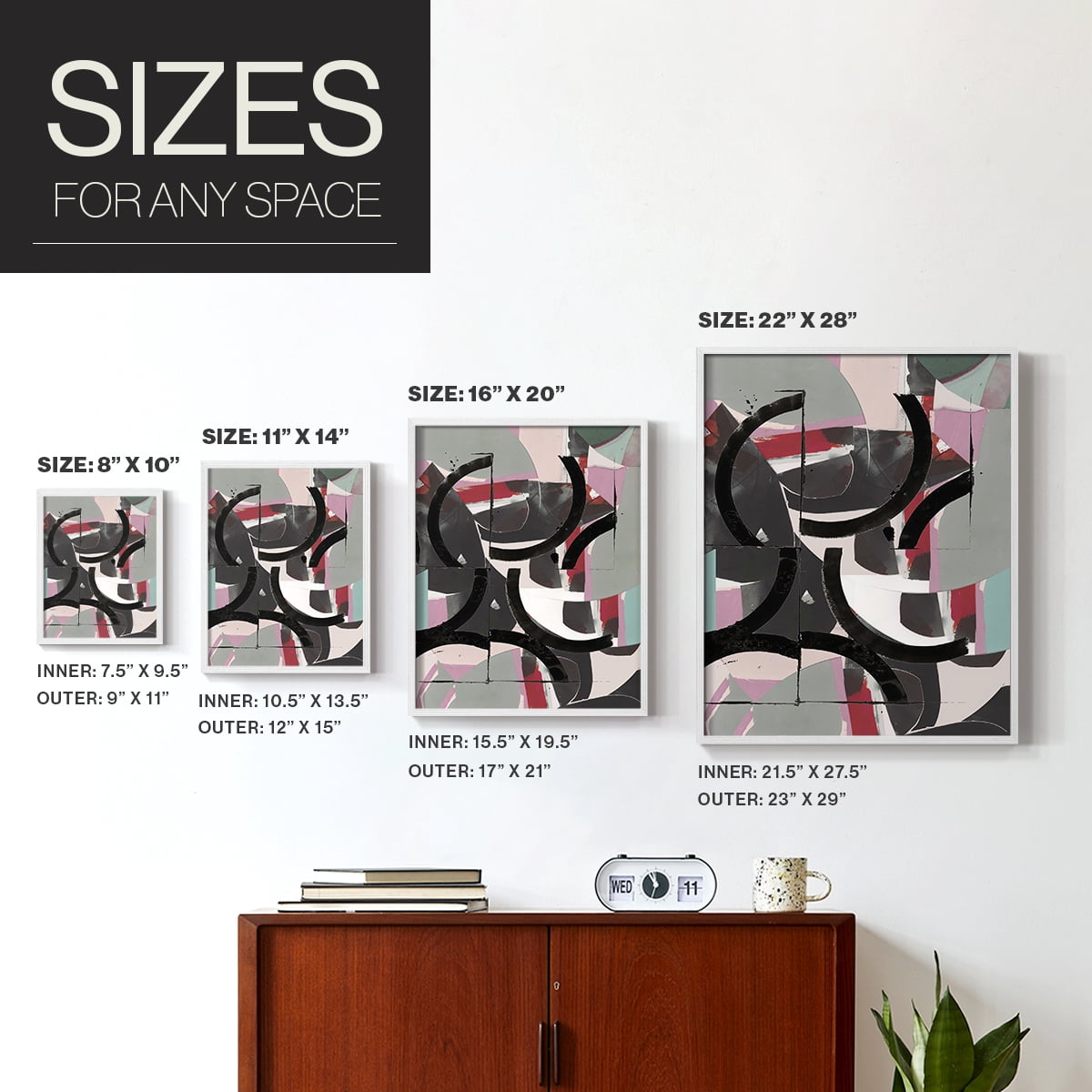Cartissi Space II Framed Print in White Solid Wood Framed Print No Nail Hanging