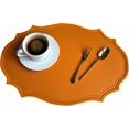 thumbnail image 1 of Leather Washable Placemats, Yellow Thick Faux Leather Heat Resistant Elliptical Shape Table Mats,Waterproof Non-Slip Easy to Clean Place mat for Kitch, 1 of 4