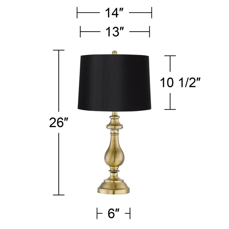 Regency Hill Fairlee Traditional Table Lamp 26 High Antique Brass  Candlestick Black Fabric Drum Shade for Bedroom Living Room Bedside  Nightstand Kids