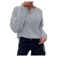 thumbnail image 2 of Innerwin Knitted Sweaters Long Sleeve Women Sweater Work V Neck Knitwear Pullover Light Gray M, 2 of 4