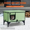 thumbnail image 5 of VEVOR Elevated Heated Cat House, Cuboid Kitty Shelter, 900D Oxford Cloth Foldable Cat Shelter with Heated Pad for Winter to Stay Warm and Cozy, Green (Middle), 5 of 9