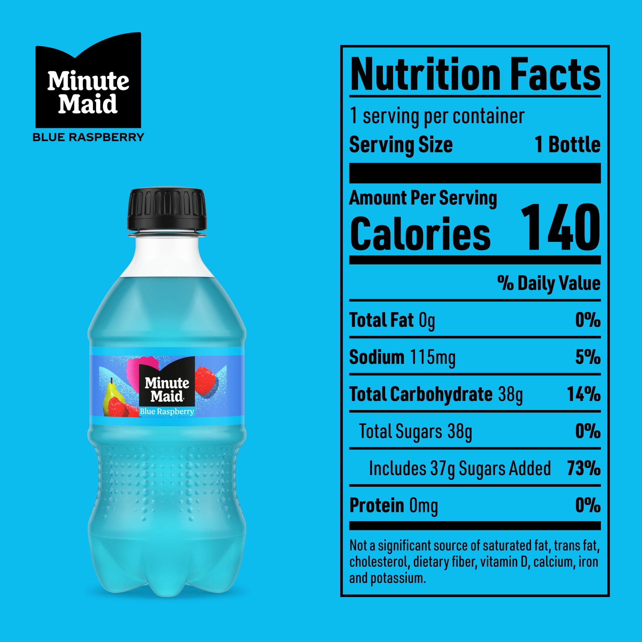 Minute Maid Blue Raspberry Juice Drink Bottles, 12 fl oz, 6 Pack