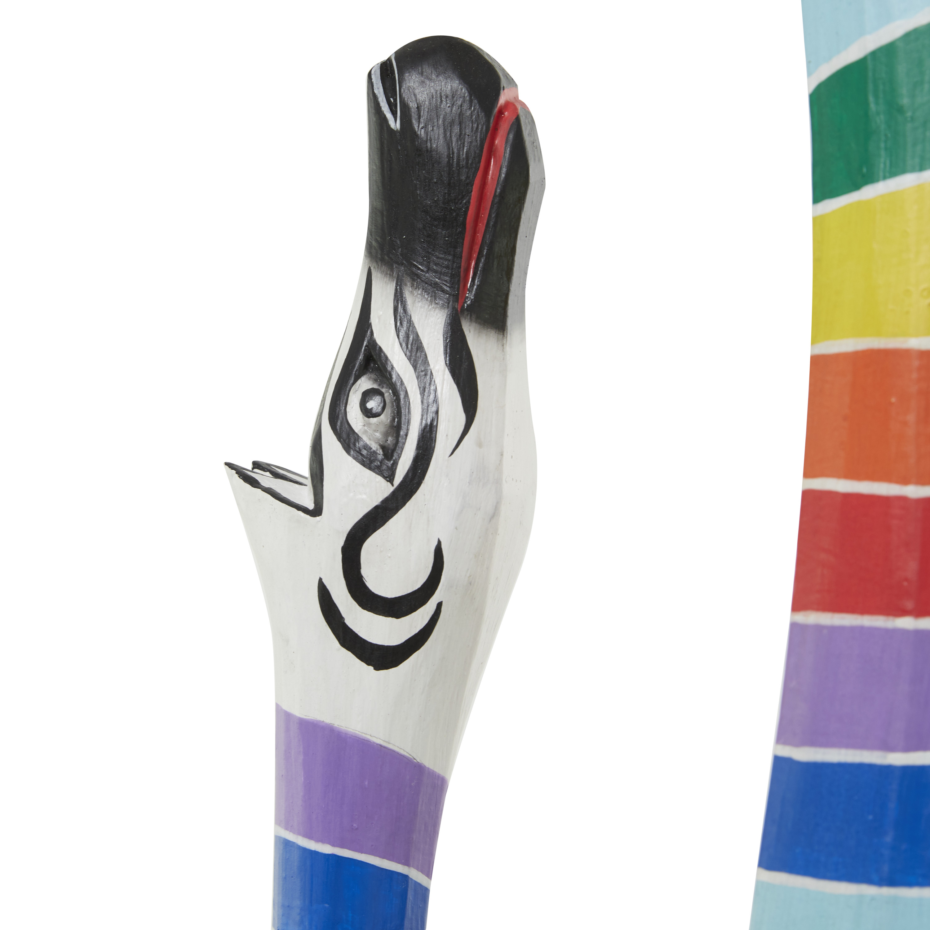 9" x 58" Multi Colored Wood Striped Giraffe Sculpture, by DecMode
