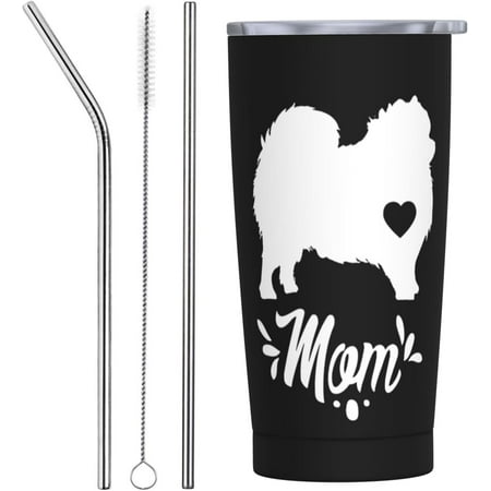 

Pomeranian Dog Mom Car Cup Coffee Stainless Steel Straw Travel Mug Vacuum Insulated Keep Cold 20oz