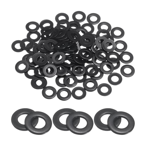 100 Pcs M4 304 Stainless Steel Flat Washers, 4.3mm ID x 8.9mm OD x 0.9mm Thick Black Zinc Plated Metal Washers