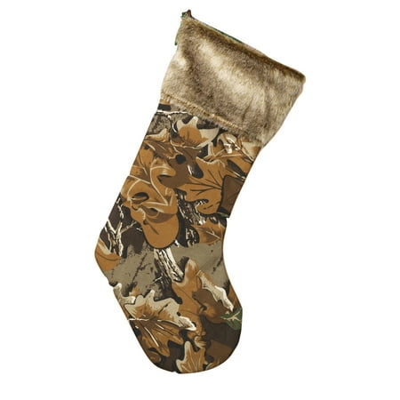 - Fun Christmas Camo Tree Leaf Hunter Camouflage Stocking With Faux Fur Cuff Decor
