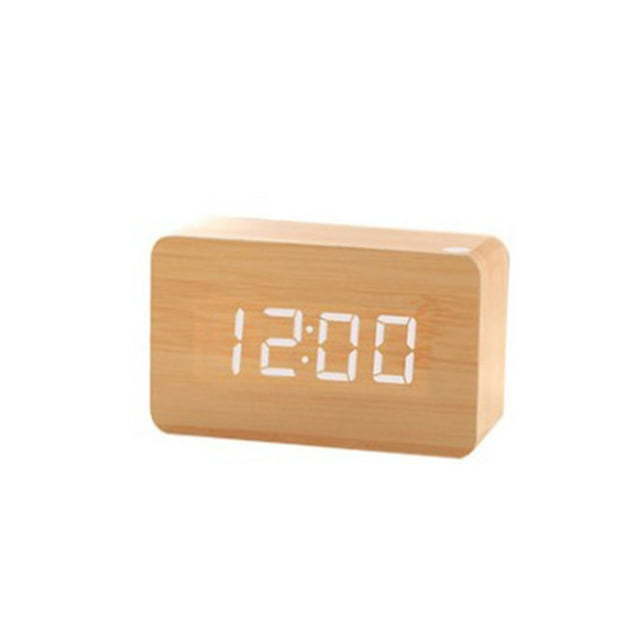 Reloj despertador digital Led Reloj de abuelo pequeño con pantalla de temperatura de fecha, 3 brillo ajustable, control de voz, pantalla de 2 modos Ormromra MZQ-0572