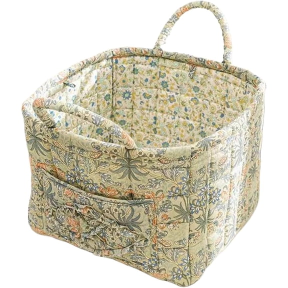 Floral Fabric Storage Basket Car Interior Storage Basket Underwear Sundries Laundry Baskets Supplies Home Organizer Bag, for Home, Picnic, Shopping (style 4)