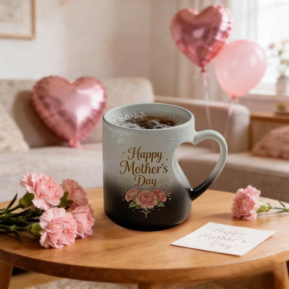 Mother's Day, Mother's Day Gifts Heart Shaped Color Changing Mug For Mom, Birthday Gifts for Women Her Girlfriend Sisters Friends, Funny Coffee Mug