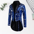 thumbnail image 2 of Blekii Men's Sequin Blazer Jacket, Party Tuxedo Style Jacket, Glitter Evening Wear Coat, Festive Holiday Celebration Top, Stage Performance Outfit, Eye-Catching Jacket for Special Nights, Blue L, 2 of 9