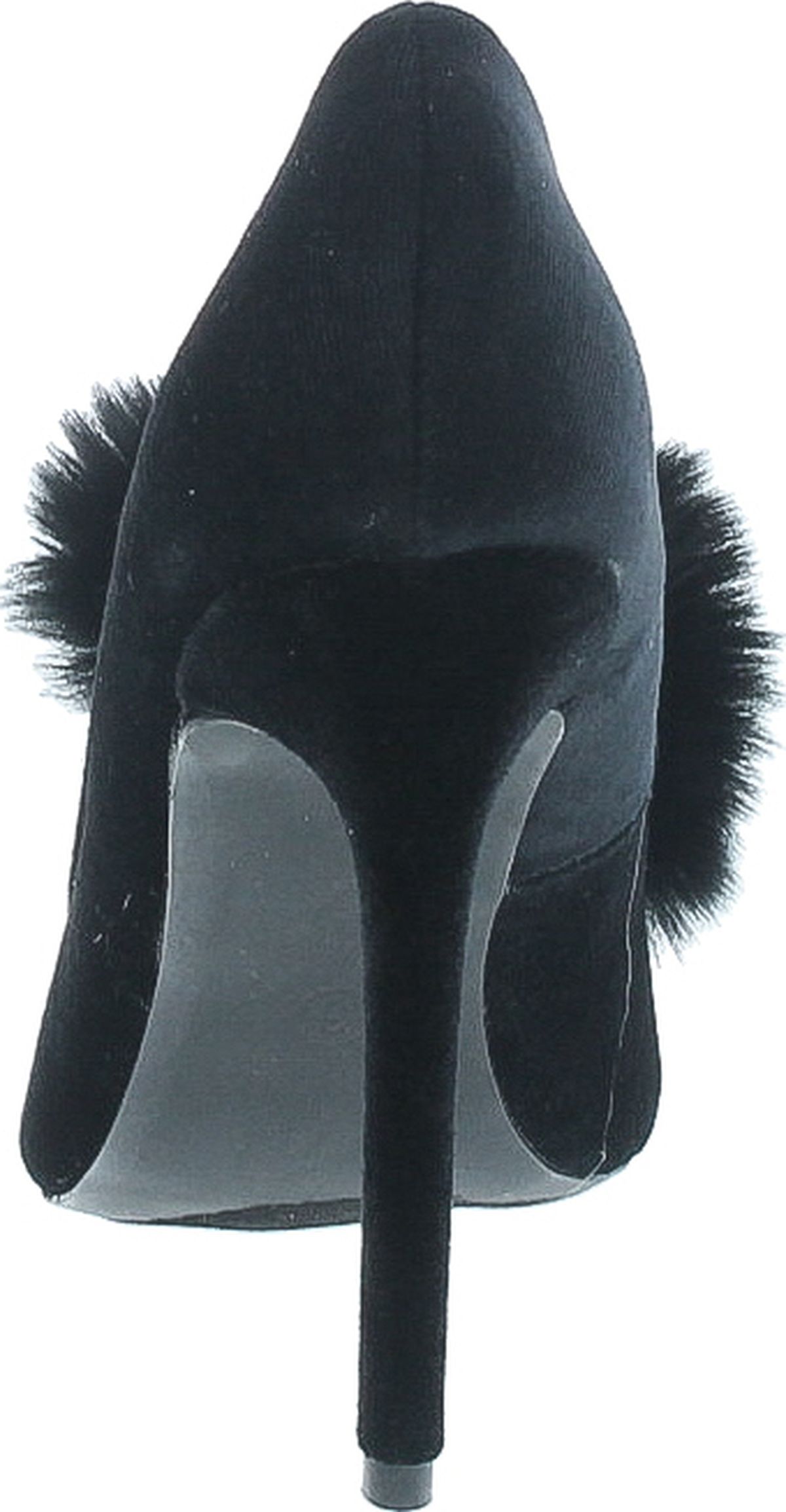 Liliana Affair Velvet Pointy Toe Stiletto High Heel Fur Pom Slip On Pump Slide Shoe, Black, 6 - image 4 of 7