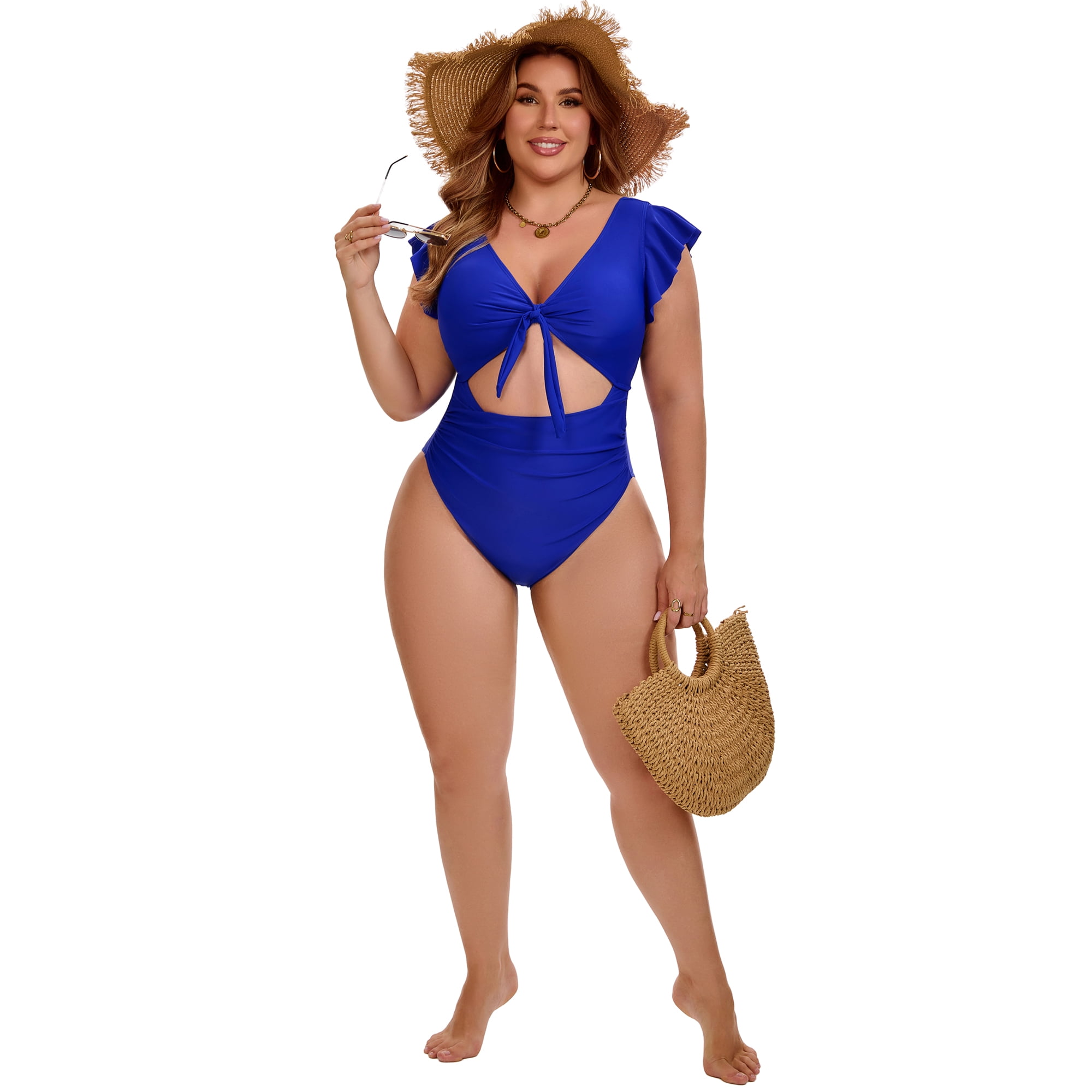 DARING DIVA Women's Plus 1 Piece Bikini Bathing Cut Out Suit 4X Navy