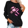 thumbnail image 2 of HOMBOM Womens Solf Sweatshirt Hoodless Black Crew Neck Long Sleeve Graphic Pullover Tops for Women Breast Cancer, 2 of 6