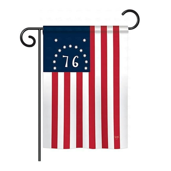 Breeze Decor BD-HS-GS-108233-IP-BO-D-US14-BD 13 x 18.5 in. Bennington Americana Historic Impressions Decorative Vertical Double Sided Garden Flag Set with Banner Pole