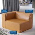 thumbnail image 3 of Sofa Corner Chair, Faux Vegan Leather, Tan, Modern Contemporary Urban Design, Living Lounge Room Hotel Lobby Hospitality, 3 of 7