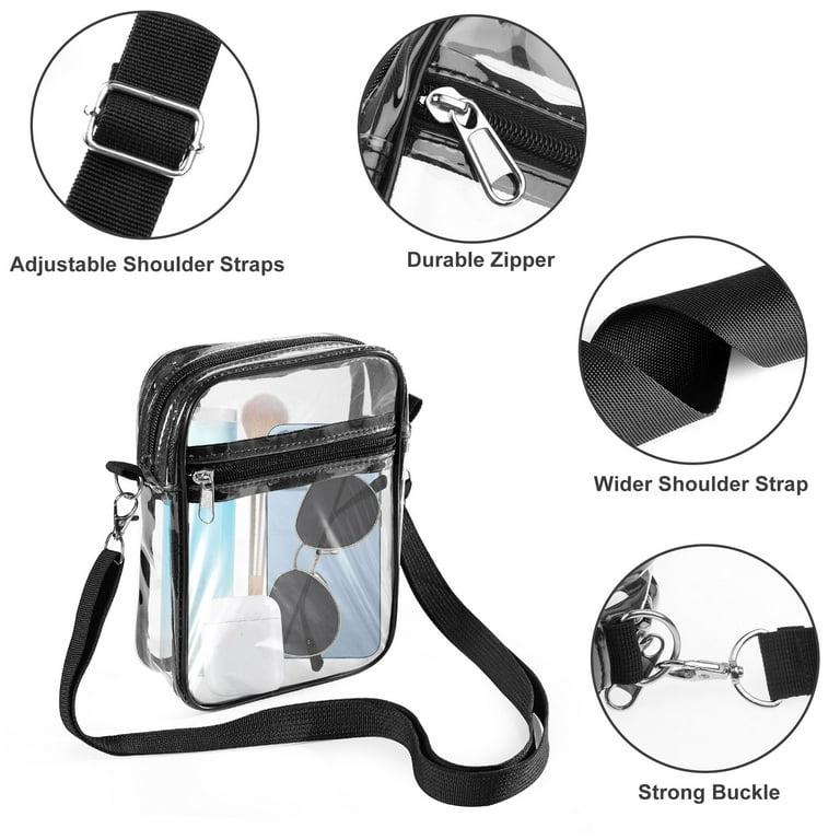 Clear Crossbody Bag Stadium Approved, Clear Stadium Bags For Women Men,  Clear Purse Adjustable Strap Beach Bag Waterproof