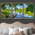 thumbnail image 3 of wall26 Framed Canvas Print Wall Art Set Boat on Lake in Spring-Summer Landscape Nature Wilderness Photography Realism Rustic Scenic Colorful for Living Room, Bedroom, Office - 24"x36"x3 Nat, 3 of 5