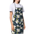thumbnail image 4 of Pofeuu Lilies Flowers Print Aprons with Pockets, Cute Aprons for Kitchen, Cooking, Server, Barber, Chef Apron, 4 of 7