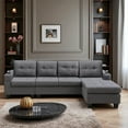 thumbnail image 2 of Cosmic Homes Bexen 2-Piece Reversible Sectional Sofa, Fabric Upholstery, Grey Couch with Cup Holder, 2 of 5