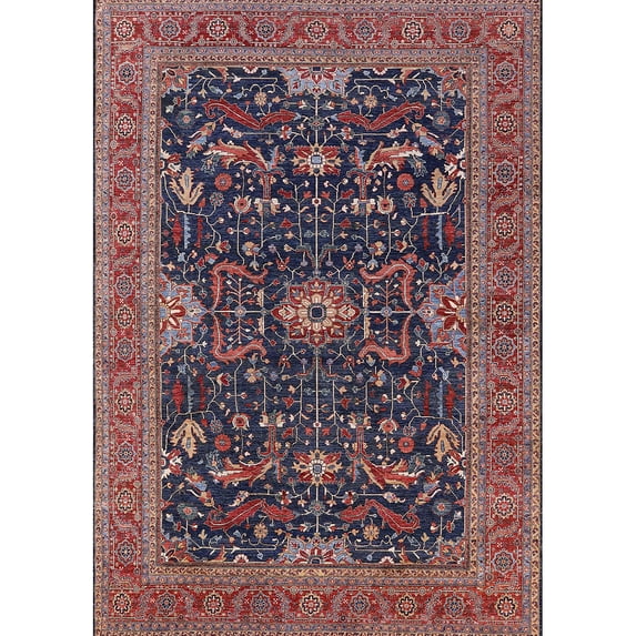 Ahgly Company Machine Washable Indoor Rectangle Industrial Modern Plum Pie Purple Area Rugs, 7' x 10'