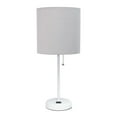 thumbnail image 1 of LimeLights White Stick Lamp with Charging Outlet and Fabric Shade, 1 of 9