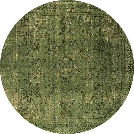 Ahgly Company Indoor Round Oriental Brown Industrial Area Rugs, 4' Round