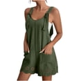 thumbnail image 3 of Jinhomg Cute Summer Overalls for Women Casual Hollow Out Floral Print Jumpsuit Loose Fit Spaghetti Strap Wide Leg Short Romper with Pockets Army Green S, 3 of 6