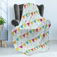 thumbnail image 4 of Birthday Soft Flannel Fleece Throw Blanket, Colorful Triangular Party Flags on the Ropes Swirls and Stars Kids Design, Cozy Plush for Indoor and Outdoor Use, 50" x 70", Multicolor, by Ambesonne, 4 of 5