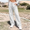 thumbnail image 4 of qolati Wide Leg Sweatpants for Women Lightweight Casual Low Rised Baggy Sweatpants Y2k Drawstring Fleece Lined Lounge Pants with Pockets, S-3XL, 4 of 8