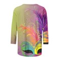 thumbnail image 5 of Cavosen Carnival Day Tops for Women 3/4 Sleeve Holiday Mardi Gras Crewneck Blouse Mask Graphic Print Shirts Festival Fashion Tops Loose Going out T-Shirts Party Shrove Tuesday Tees 2XL, 5 of 5
