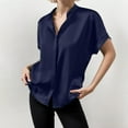 thumbnail image 2 of Women's Solid Color Satin Short Sleeved Shoulder Collar Short Sleeved Shirt, 2 of 2