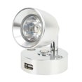 thumbnail image 2 of RV LED Reading Light Press Dimming Switch USB Port Wall Mount Car Interior Light for Caravan Camper Boat Silver Neutral White, 2 of 5