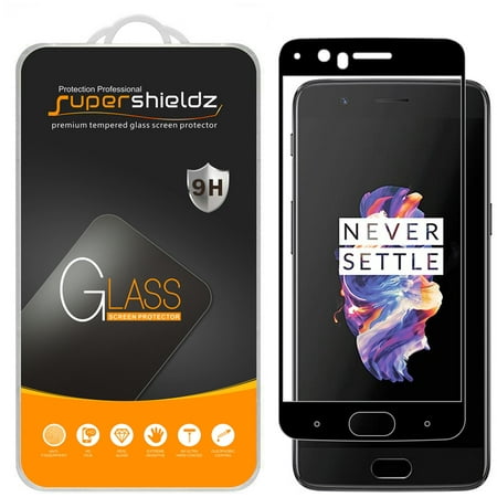 [2-Pack] Supershieldz for OnePlus 5 [Full Screen Coverage] Tempered Glass Screen Protector, Anti-Scratch, Anti-Fingerprint, Bubble Free (Black