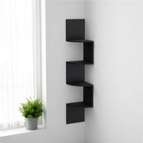 HomeRoots 546427 10 in. Black Wood Wall Mounted Corner Shelf