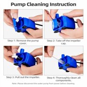 Cat Water Fountain Pump (No Led & with Brush),IP68 DR-DC 160 Submersible Water Pump for Stainless Steel,Ceramic Cat Water Fountain,Ultra Quiet Pet Fountain Pump