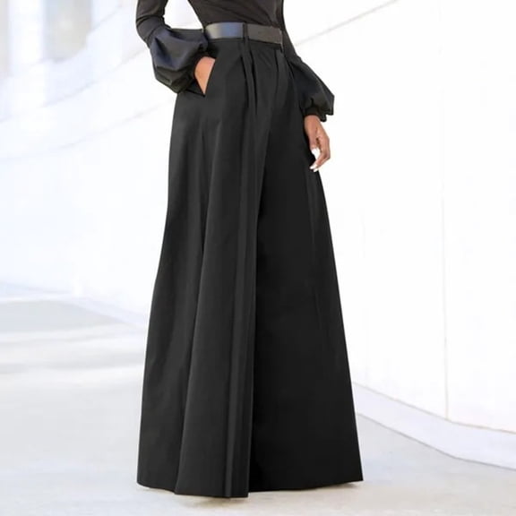 Flared Leg Pants for Women Flared Leg High Waist Casual Trousers with Button