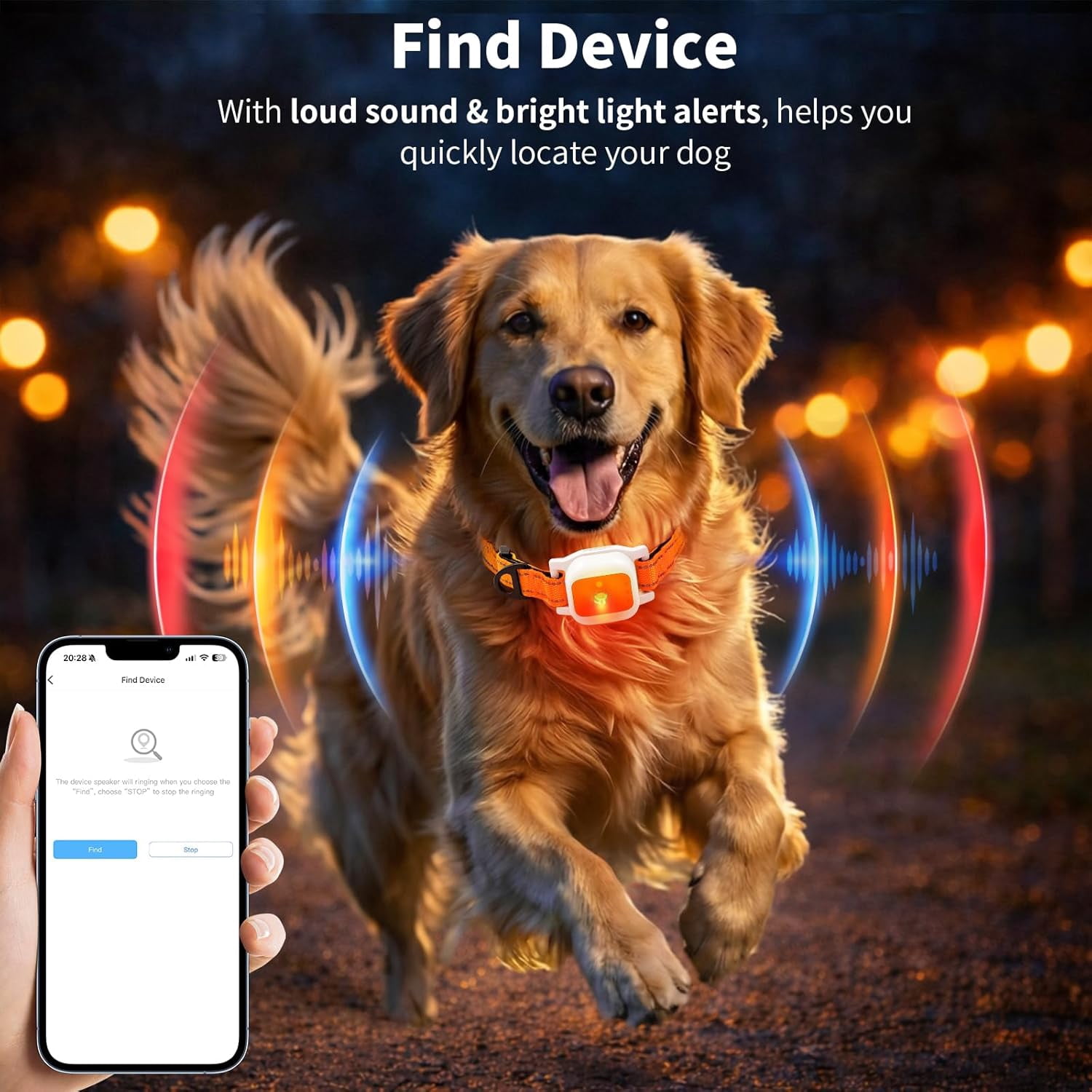 Dog GPS Tracker Collar, No Monthly Fee, Real-Time Location Tracking, Virtual Fence, Daily Historical Route, Activity Monitor & Sound Light Alert
