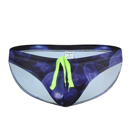

Knosfe Mens Printed Soft Bikini Briefs Sexy Swimming Trunks Underwear S